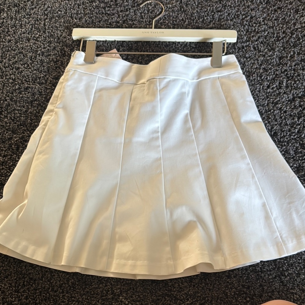 Banana Republic White Pleated Skater Mini Skirt